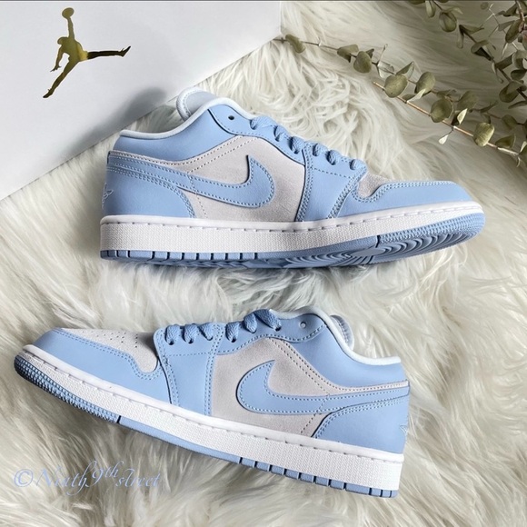 Nike Air Jordan 1 Low Football Grey White Aluminum UNC W9 - Picture 5 of 14